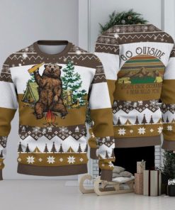 Camping Bear Go Outside Ugly Christmas Sweater Holiday For Men And Women