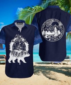 Camping I Hate People Bear Blue Aloha Hawaiian Shirt