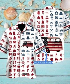 Camping Vans American Flag Hawaiian Shirt