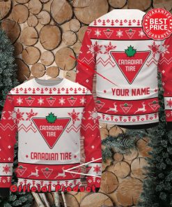 Canadian Tire Custom Name White Design Logo Snowflake Ugly Christmas Sweater