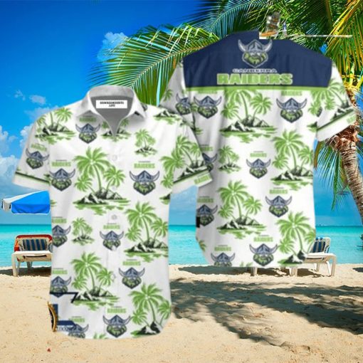 Canberra Raiders Coconut Tree Island Hawaiian Shirt