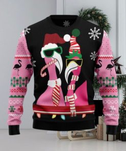 Candy Cane Flamingo Christmas Ugly Sweater