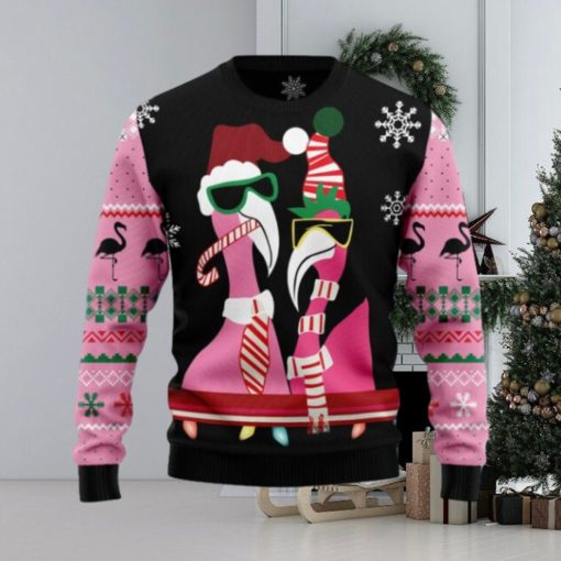 Candy Cane Flamingo Christmas Ugly Sweater