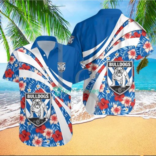 Canterbury Bankstown Bulldogs NRL Hibiscus Tropical Flower Hawaiian Shirt