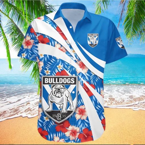 Canterbury Bankstown Bulldogs NRL Hibiscus Tropical Flower Hawaiian Shirt