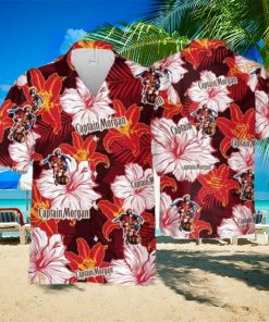 Captain Morgan Hawaiian Shirt Floral Pattern Practical Beach Gift Aloha Shirt