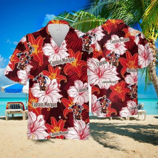 Captain Morgan Hawaiian Shirt  Floral Pattern Practical Beach Gift  Aloha Shirt