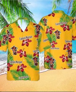 Captain Morgan Hawaiian Shirt Hibiscus Flower Palm Leaves Beach Lovers Gift Aloha Shirt