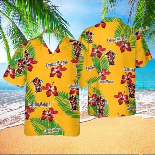 Captain Morgan Hawaiian Shirt  Hibiscus Flower Palm Leaves Beach Lovers Gift  Aloha Shirt