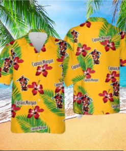 Captain Morgan Hawaiian Shirt Hibiscus Flower Palm Leaves Beach Lovers Gift