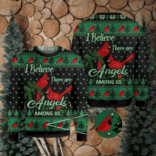 Cardinal I believe there are angels among us Ugly Christmas Sweater