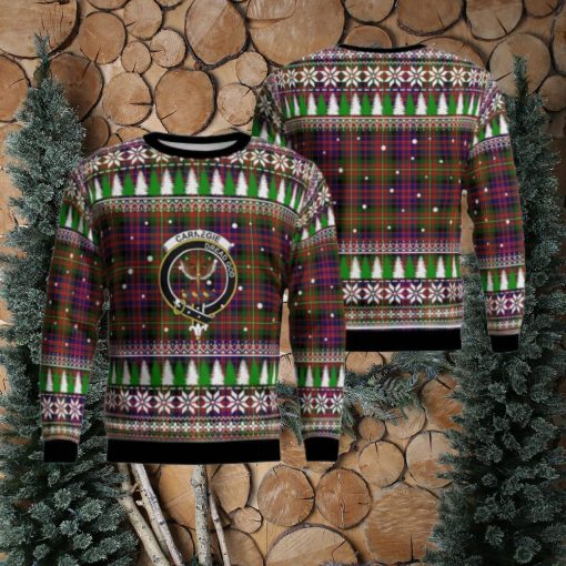 Carnegie Modern Crest Tartan Christmas Ugly Sweater 3D Gift For Men And Women