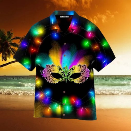 Carnival Mask Lightful Mardi Gras Black And Colorful Aloha Hawaiian Shirt