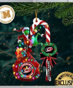 Carolina Hurricanes NHL Grinch Candy Cane Personalized Xmas Gifts Christmas Tree Decorations Ornament_40682689 1