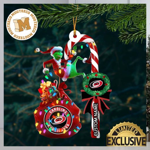 Carolina Hurricanes NHL Grinch Candy Cane Personalized Xmas Gifts Christmas Tree Decorations Ornament_40682689 1