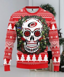 Carolina Hurricanes Skull Flower Ugly Christmas Ugly Sweater