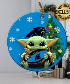 Carolina Panthers Baby Yoda NFL Christmas Tree Decorations Ceramic Ornament