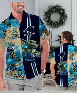 Carolina Panthers Baby Yoda Name Personalized Short Sleeve Tropical Hawaiian Shirt