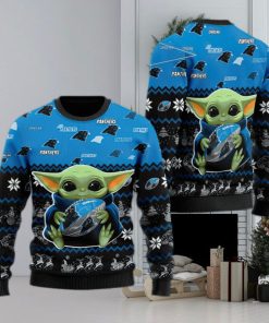 Carolina Panthers Baby Yoda Shirt For American Football Fans Ugly Xmas Sweater