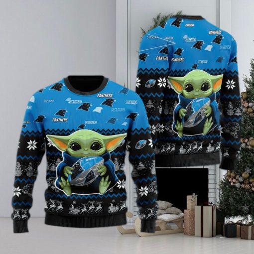 Carolina Panthers Baby Yoda Shirt For American Football Fans Ugly Xmas Sweater