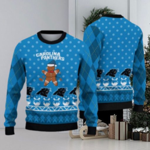 Carolina Panthers Christmas Gingerbread Man Ugly Christmas Sweater Cute Christmas Gift