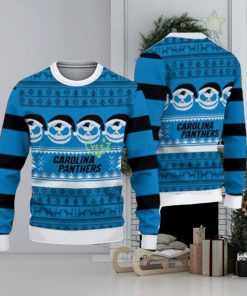 Carolina Panthers Christmas Jack Skellington Face Pattern Ugly Christmas Sweater Impressive Gift