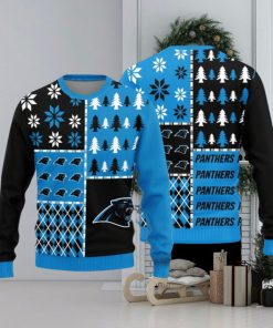 Carolina Panthers Christmas Pine Trees Pattern New Style Knitted Sweater