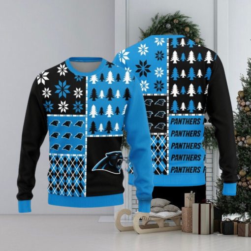 Carolina Panthers Christmas Pine Trees Pattern New Style Knitted Sweater