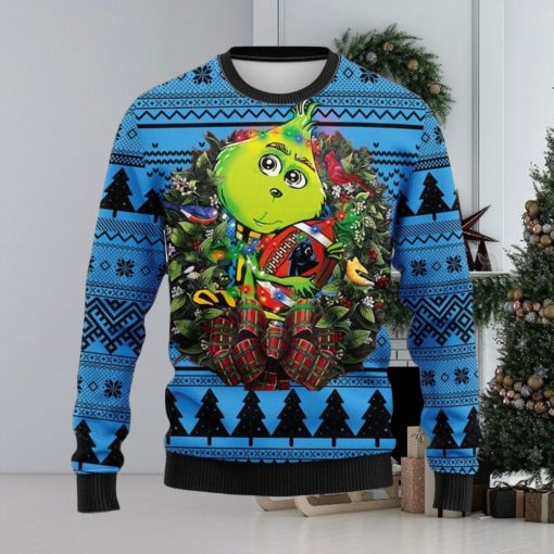 Carolina Panthers Grinch Hug Christmas Ugly Sweater 3D Christmas Xmas Sweater