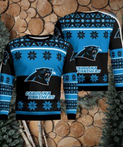 Carolina Panthers Logo Big Snowflake Pattern Ugly Christmas Sweater