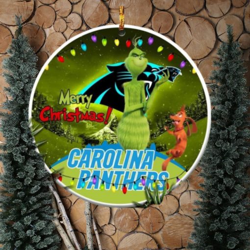 Carolina Panthers Merry Christmas Grinch Ornament