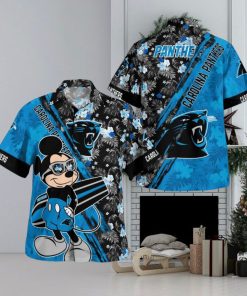 Carolina Panthers Mickey Mouse Floral Short Sleeve Hawaii Shirt