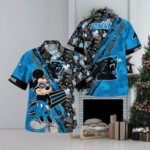 Carolina Panthers Mickey Mouse Floral Short Sleeve Hawaii Shirt