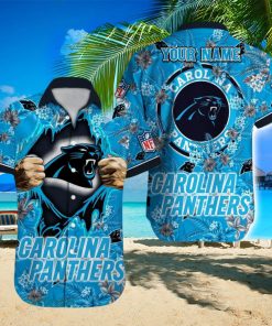 Carolina Panthers NFL All Over printed 3D Beach Lover Gift Aloha Hawaiian Shirt Custom Name