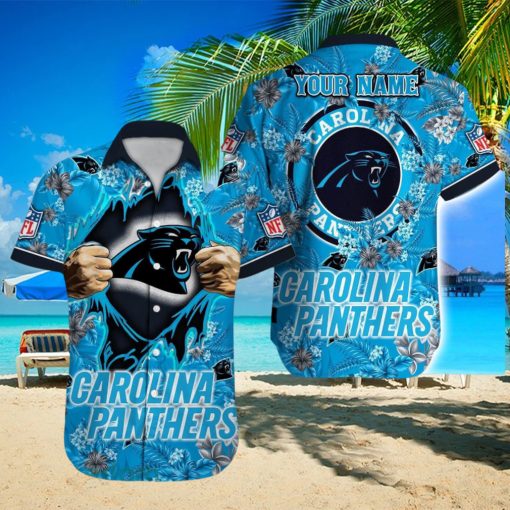 Carolina Panthers NFL All Over printed 3D Beach Lover Gift Aloha Hawaiian Shirt Custom Name