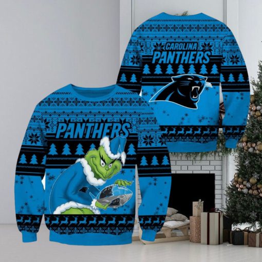 Carolina Panthers NFL Grinch Christmas Ugly Sweater Fans Gift Funny For Men And Women