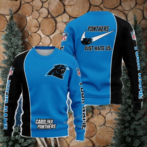 Carolina Panthers NFL Just Hate Us Personalized For Fans Sweater New