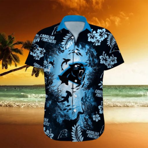 Carolina Panthers NFL Ocean Fish Tropical Beach Custom Name Hawaiian Shirt