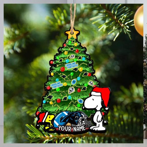 Carolina Panthers Personalized Your Name Snoopy And Peanut Ornament Christmas Gifts For NFL Fans SP161023133ID03