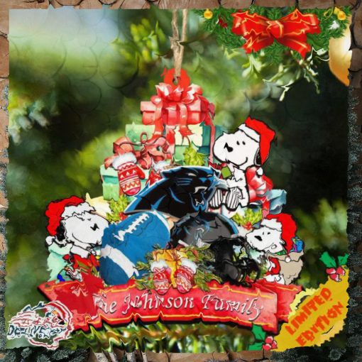 Carolina Panthers Snoopy And NFL Sport Ornament Personalized Your Family Name