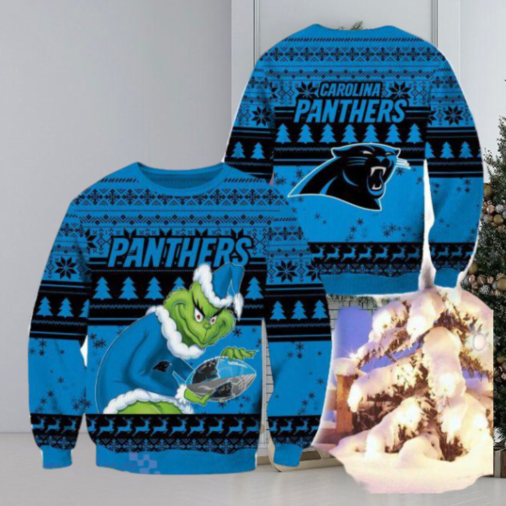 Carolina panthers christmas shop sweater with lights