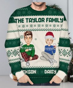 Cartoon Style Christmas Gift For Family, Friends Personalized Unisex Ugly Sweater