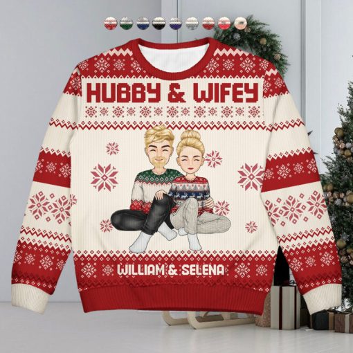 Cartoon Style Couple   Christmas Gift For Spouse, Husband, Wife   Personalized Unisex Ugly Sweater