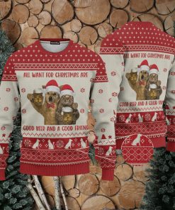 Cat All I Want Are Good Beer And Good Friend Ugly Christmas 3D Sweater Gift For Men And Women