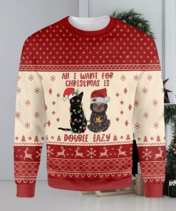 Cat All I Want For Christmas Is Double Lazy Cat And Sloth Ugly Christmas Sweater