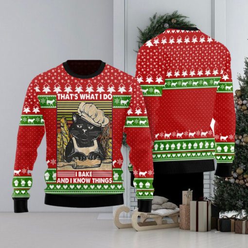 Cat Bakes Know Things Funny Ugly Christmas Sweater