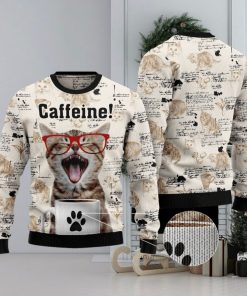 Cat Caffeine Ugly Christmas Sweater