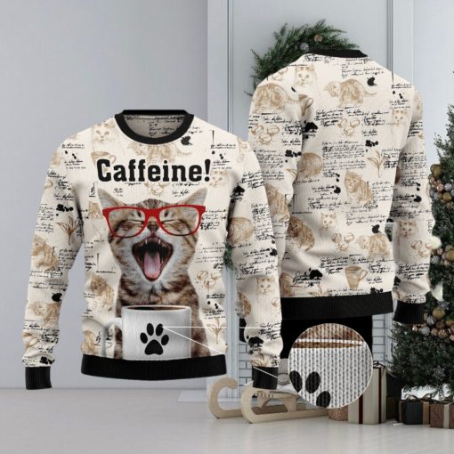 Cat Caffeine Ugly Christmas Sweater