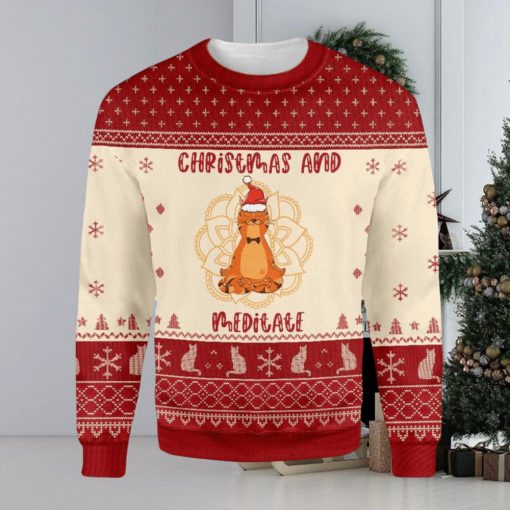 Cat Christmas And Meditate Ugly Christmas Sweater