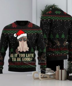 Cat Christmas Cat Is It Too Late To Be Good Black Christmas Ugly Sweater 3D Gift For Men And Women